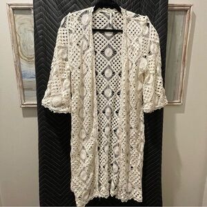 Anthropologie Cream Crochet Swim Coverup